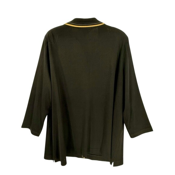 Exclusively Misook Black & Creamy Gold Tipped Jacket Sturdy Acrylic Knit 3X VTG - Picture 3 of 5